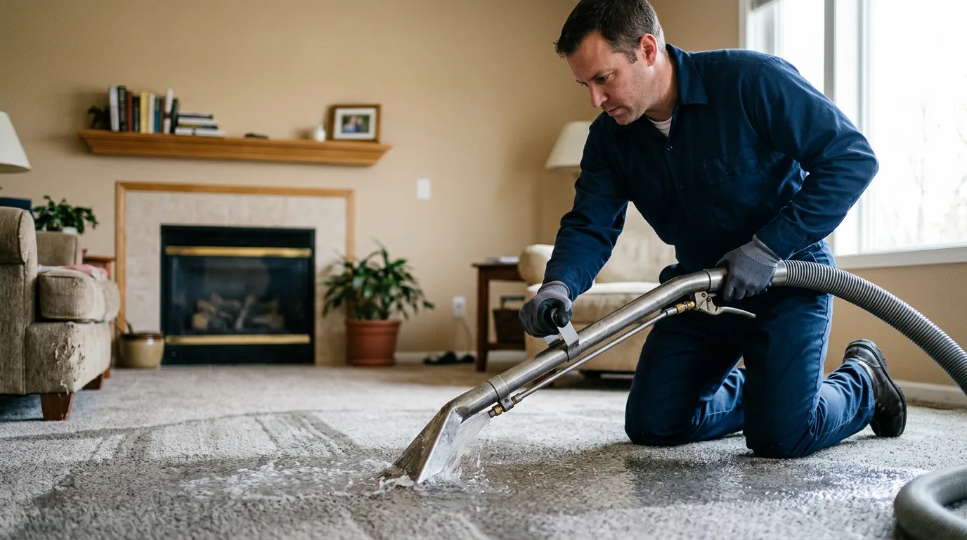 Water damage restoration technician working near Lafferty, OH